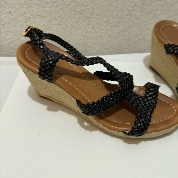 Kate Spade Espadrille woven black Wedge Heel Sandals Size 7 M - Picture 3 of 10